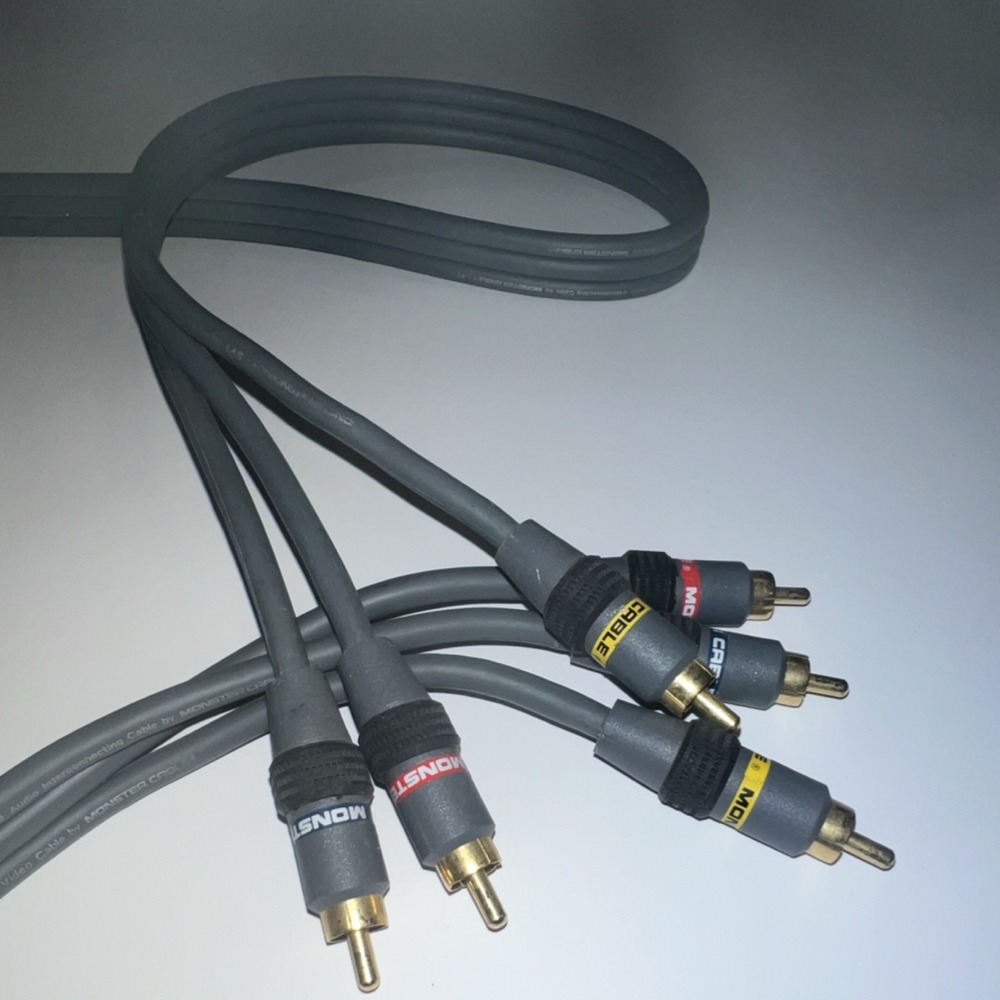 Monster 3-RCA Component Cable Gold Plated RCA Male to RCA Male Gray 6 ft